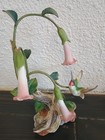 Homco Porcelain Hummingbird Figurine With Datura Flowers