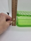 Vtg Uranium Vaseline Glass Hazel Atlas Refrigerator Dish   Lid Green Rectangle
