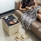 Storage Ottoman Folding Footstool 16 Inch Leather Footstool Ottoman