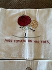 Set Of Vintage Embroidered Flour Sack Dish Towels Anthropomorphic Vegetables