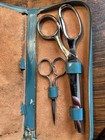 Singer 1950s 3-piece Scissor Set - Rare Aqua Blue Case Sewing Competition Prize 
