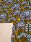Awesome Rare Vintage Mid Century Retro 70s Blue Purp Olive Floral Fabric  Look 