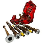 Great Scottish Highland Bagpipe Silver Mounts Royal Stewart Cover With Carry Bag