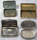 Lot Of 4 Vintage Antique Snuff Boxes Pill Cases - Sterling Plated And Brass 1860