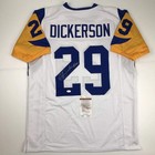Autographed signed Eric Dickerson Hof 99 Los Angeles La White Jersey Jsa Coa