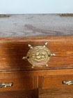 Vintage Nautical Wood Brass Valet Jewelry Trinket Box Wallet Organizer Storage