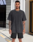 Adorejoy Oversized T-shirt For Men Solid Black  L