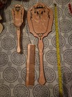 Antique Marbled Celluloid Mirror Comb Brush Vanity Set Peachy Art Deco 20s - 40s