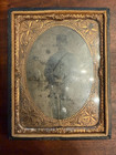 Civil War Era Union Soldier Tintype Holding Sword Antique Cased Military Photo
