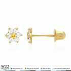14k Yellow Gold Cz   Citrine Flower Cluster Screw Back Earrings