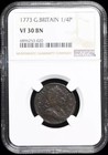 Great Britain King George Iii 1773 Ad England  1760-1820 Farthing 1 4p  Ngc Vf30