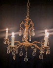 Vintage Stately Antique Spain Brass French 5l Arm Chandelier W  Lead Crystals 