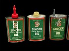 5 Singer Featherweight 221 222k 221k Sewing Machine Oil Tin Cans 1950 s-1960 s