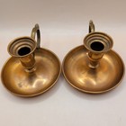 Vintage Copper Brass Chamber Candle Stick Holder Finger Loop Drip Tray Turkish