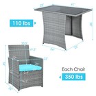 Patiojoy Outdoor 3pcs Rattan Furniture Set Cushioned Sofa Armrest  Turquoise