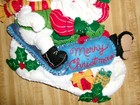 Bucilla Santa Sledding Friends Christmas Stocking Finished  Felt  Sequins  Beads