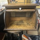 Vintage Mcm Roll Top Bread Box Top Storage Primitive Rustic Farmhouse Dark Wood