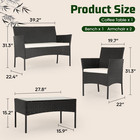 4 Piece Patio Furniture Set Outdoor Wicker Rattan Chairs W  Coffee Table Black