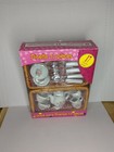 Miniature Tea Set W picnic Basket Flowers 17 Pieces New