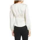 Frame Empire Waist Hammered Silk Blouse Long Sleeve Smoke Silver Small