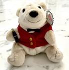 1997 Coca-cola Polar Bear Plush Bean Bag Red Vest Black Bowtie W  Coke Bottle 
