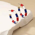 Vintage Minimalist Red White Blue Hand-painted Drip Oil Hoop Earrings Women Gift