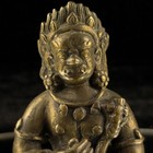 Antique Sino-tibetan Gilt Bronze Guardian King Dharmapala Wealth Deity 3 5   