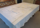 Vintage Set For 8 Ivory Linen Hand Crochet 90  Tablecloth   Napkins   Placemats