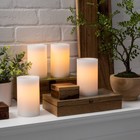 4pc Threshold 5  X 3  Led Flameless White Pillar Candles W  Remote