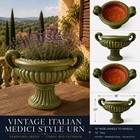 Vintage Italian Medici Style Urn Planter   Verdigris Green With Scroll Handles
