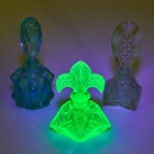 Antique Art Deco Blue Clear Green Uranium Vaseline 3 Glass Perfume Bottles Lot