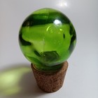 Green Glass Cork Stopper For Large Bottle Decanter 4    Tall Vintage Mid Cent Mod