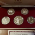 South Korea Proof Set Of 5 Coins Seoul 1988 Olympics 2 Oz Silver With Coa C10444
