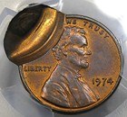 1974 1c Pcgs Ms63rb Mint Error Lincoln   Double Struck 80  Off Center   Uniface 
