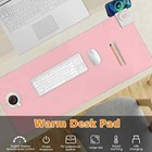 Pink Leather Heated Mouse Pad With Phone Holder And Adjustable Temperature
