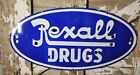 Vintage Rexall Drugs Porcelain Sign 4ft Old Pharmacy Neon Skin Oval Pharmacist 