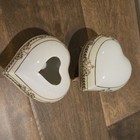 Rare Rs Germany Porcelain Gold Trim Footed Trinket Heart Boxes Set Of 2 Antique 