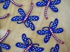 Dozen Dragon Fly Patch   Red White   Blue Iron On Or Sew New 