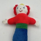 Vtg Eden Primary Color Block Terrycloth Clown Rattle Plush Baby Toy Circus Rare