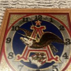 Vintage Budweiser Beer Anheuser Busch King Of Beers Mirror Eagle Clock Sign - Ad
