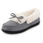  Women s Faux Fur Lined Micro Suede Moccasin Slipper 8 Light Grey