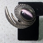 Rare Vintage Silver Pattern With Purple Tiger Eye Brooch