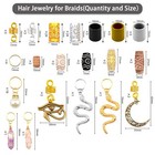 121pcs Dreadlock Jewelry Crystal Wire-wrapped Beads Hair Cuffs   Pendants  