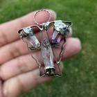 Vintage 2  Handmade Sterling Silver Brooch Pin Angel Halo Quartz Crystal 12 1g