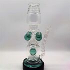 16 Inch Heavy Duty Large Hookah Heady Recycler Teal Glass Bong Water Pipe 14mm