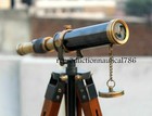 Nautical Design Antique Brass Spyglass Telescope With Wooden Tripod Marine Scope