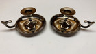 Vintage Pair Silver Plated Candle Holders With Finger Loops