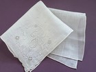 Vintage Hanky 1950s Monogram Initial J Embroidered Cutwork Linen New Desco Tag