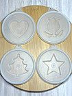 Set Of 4 Tupperware Vtg Jello Mold  Jel N Serve  Lids Only  Star  Tree  Heart