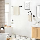 5-pieces Matte Black Bathroom Accessories Set  24 Inch Stainless Steel Bath Towe